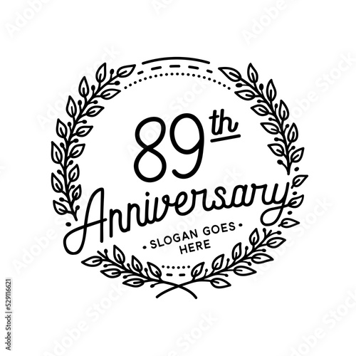 89 years anniversary celebrations design template. 89th logo. Vector and illustrations. 