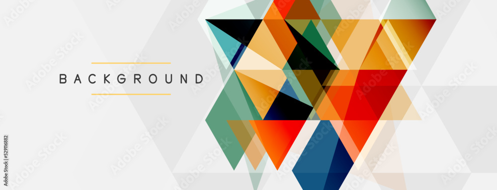 Mosaic triangles geometric background. Techno or business concept, pattern for wallpaper, banner, background, landing page
