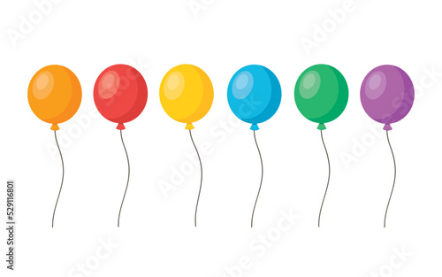 Group of Colorful Balloons. Celebration Party Decorations. vector illustration