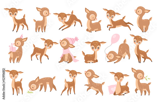 Cute Baby Deer with Spots as Adorable Hoofed Mammal Big Vector Set