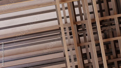 wood texture grid background, 3d rendering