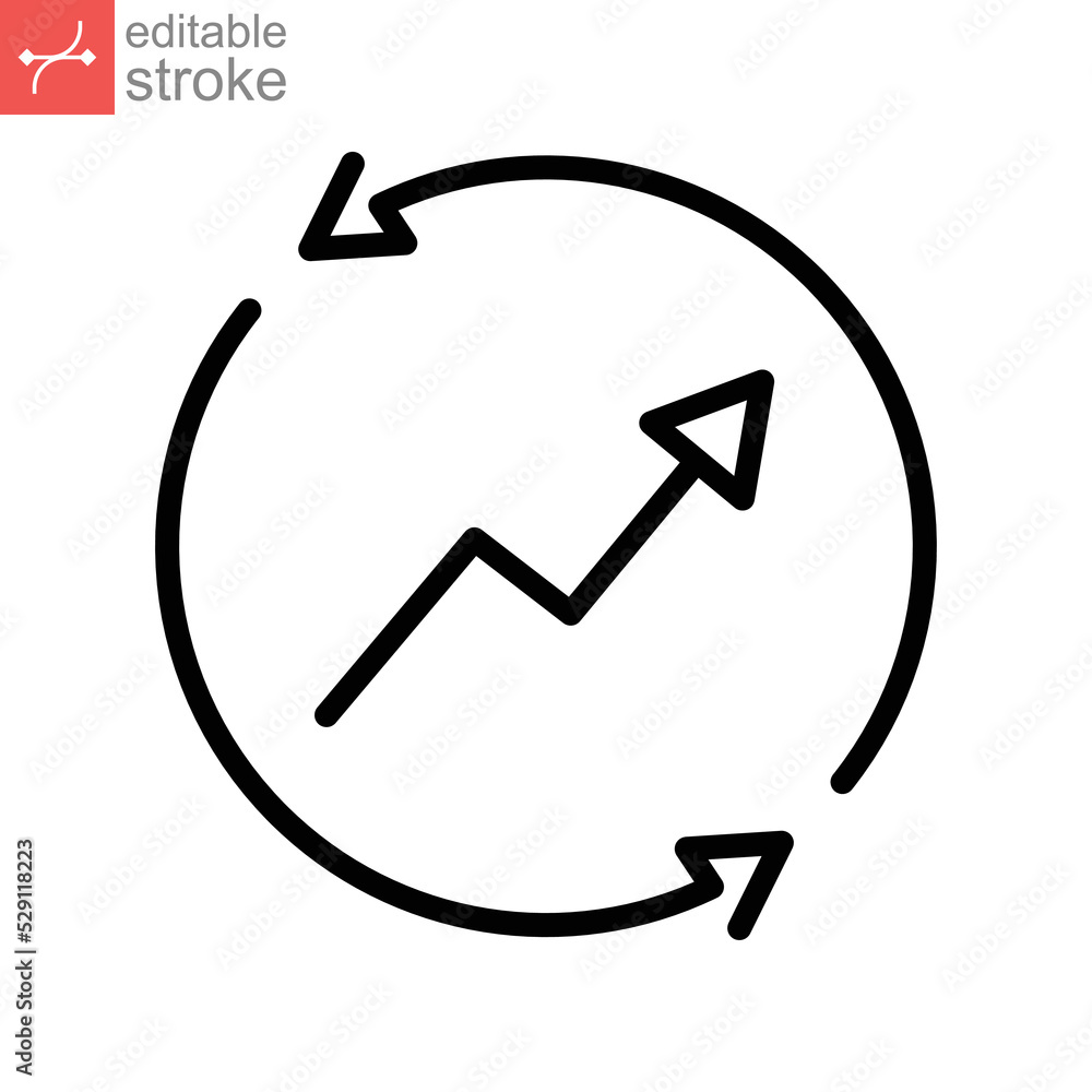 Improvement icon, line symbols. continuous improvement concept. Productivity project management. Growing graph progress. Editable stroke vector illustration design on white background. EPS 10 Improvement icon, line symbols. continuous improvement concept. Productivity project management. Growing graph progress. Editable stroke vector illustration design on white background. EPS 10