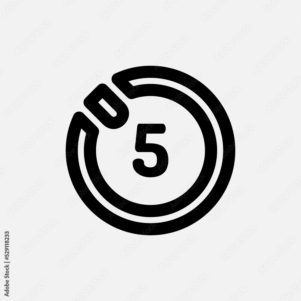 Timer five second icon in line style about camera, use for website mobile app presentation Timer five second icon in line style about camera, use for website mobile app presentation