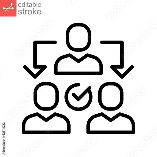 Assignment, Delegate, Delegating, Distribution Business line icon.  assistant group management. team work transfer job  communication Logo solid vector illustration design on white background. EPS 10
