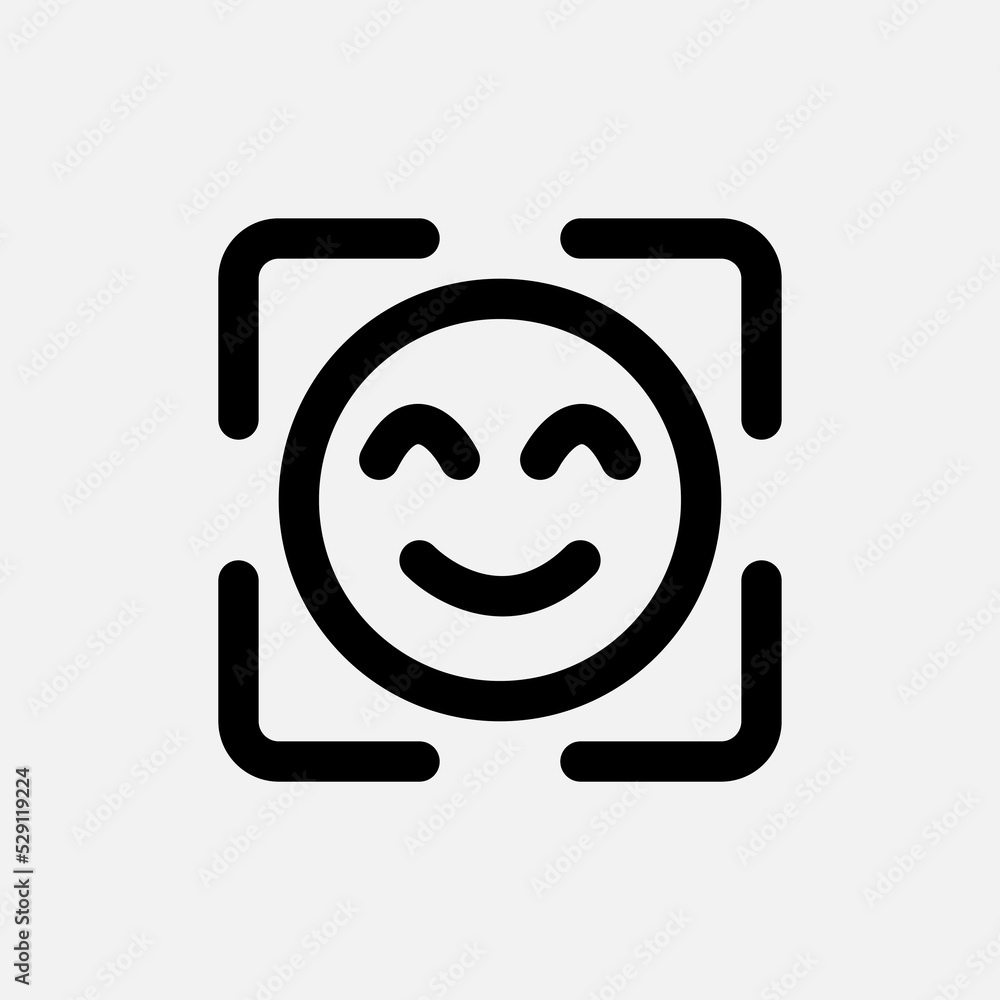 Face detection icon in line style about camera, use for website mobile app presentation Face detection icon in line style about camera, use for website mobile app presentation