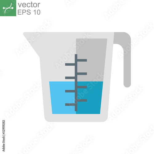 Flat Design Style Kitchenware measuring cup icon. food jug for measuring quantity equipment.  liquid glassware utensil. vector illustration design on white background. EPS 10