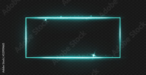 Rectangular frame with light effects.Blue frame.Vector illustration, eps