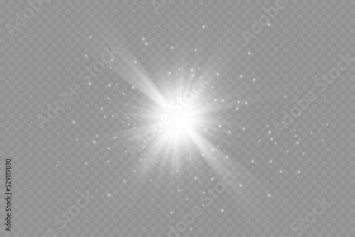Dazzling flash. Bright Star. Magic dust. Brilliant vector. Bright sun. Glare. shining beam. Rash.