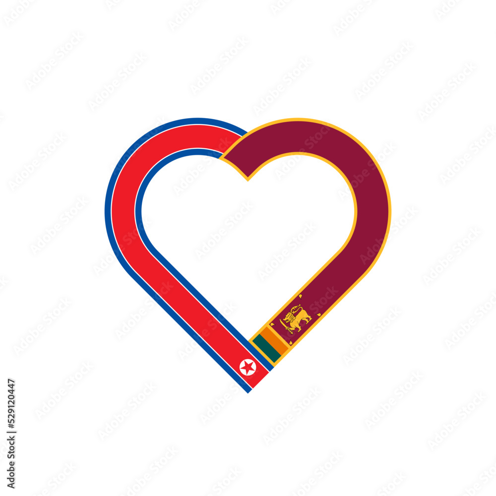 friendship concept. heart ribbon icon of north korea and sri lanka flags. vector illustration isolated on white background friendship concept. heart ribbon icon of north korea and sri lanka flags. vector illustration isolated on white background