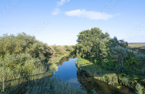 summer landscape of a small river on a sunny day
