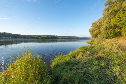 landscape of the Dniester river on the Moldovan-Ukrainian border on a sunny day