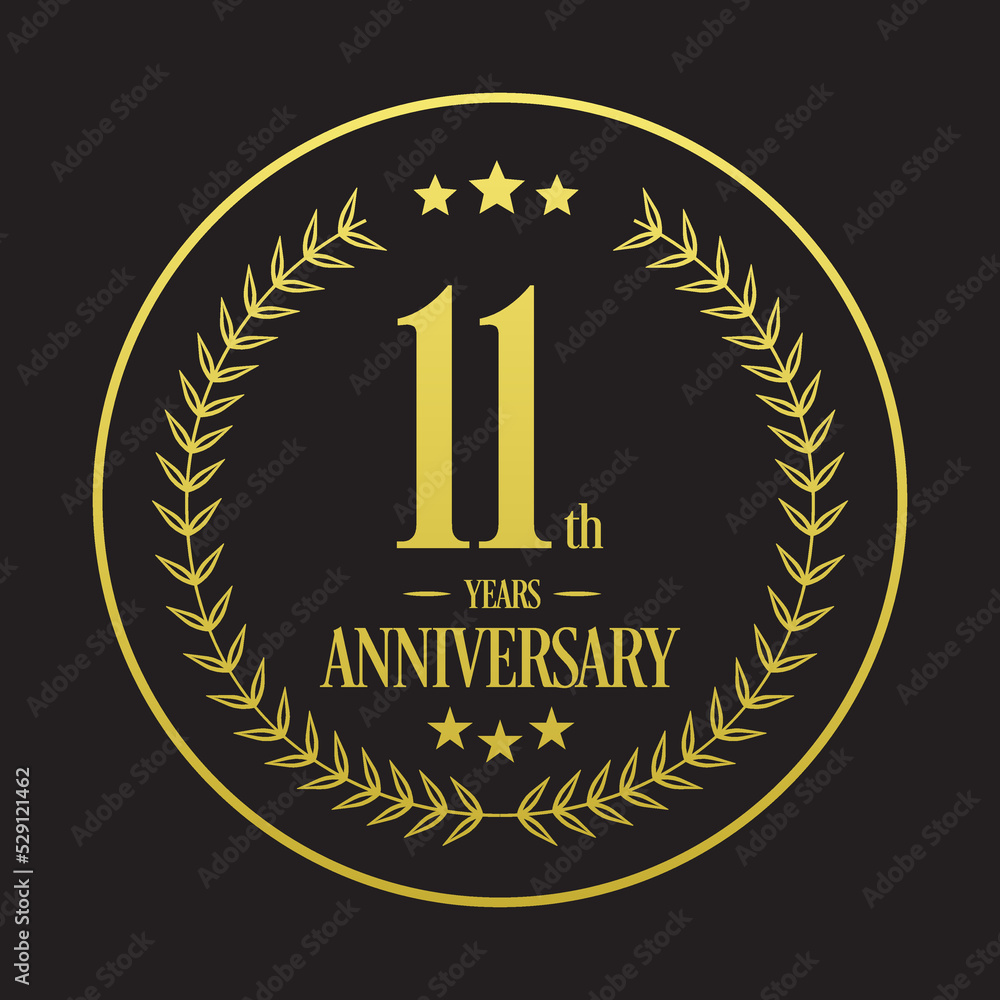 Luxury 11th years anniversary vector icon, logo. Graphic design element