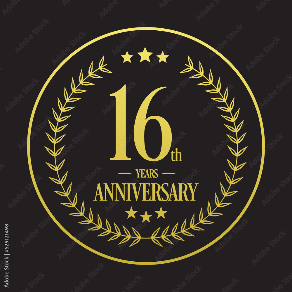 Luxury 16th years anniversary vector icon, logo. Graphic design element Luxury 16th years anniversary vector icon, logo. Graphic design element