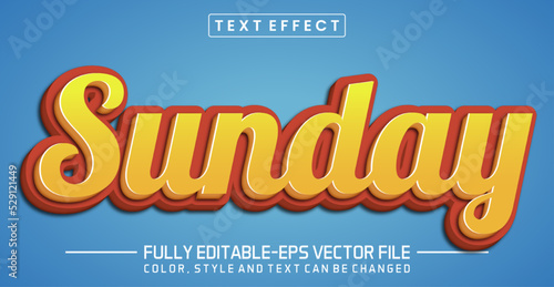 Sunday text 3d editable style effect