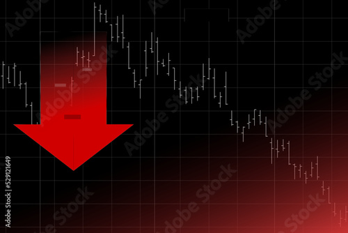 Foto vector graphic with stock market graph representing downward trend with red colo