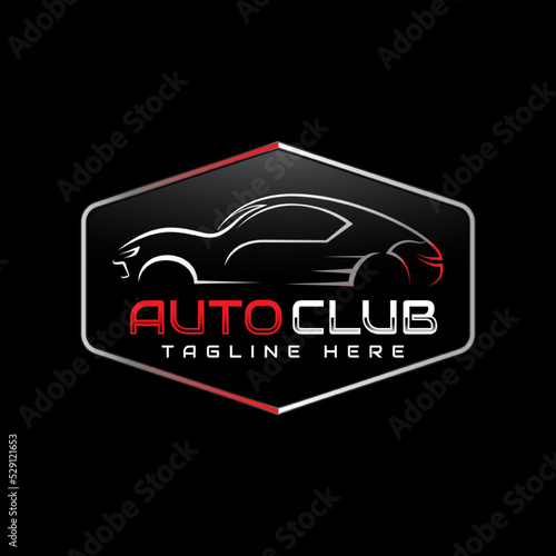 Auto Car club vector logo design inspiration with side view car line art