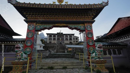 Moving through the gates of the Tengboche Monastery in Nepal. photo