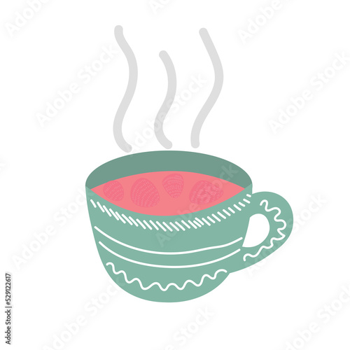 Cup of hot tea on white background