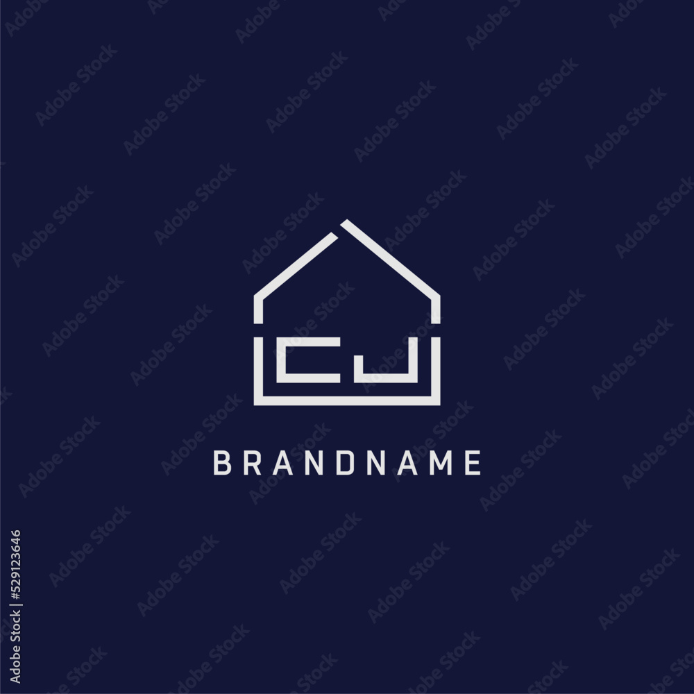 Initial letter CJ roof real estate logo design ideas Stock Vector ...
