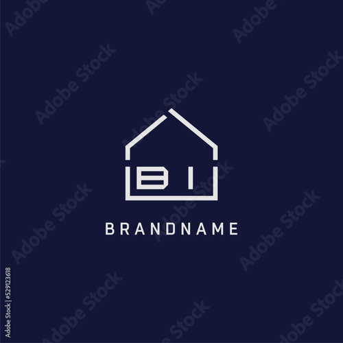 Initial letter BI roof real estate logo design ideas