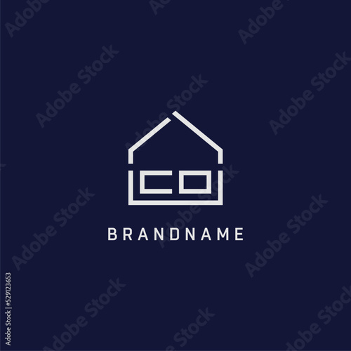 Initial letter CO roof real estate logo design ideas