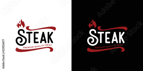 vintage steak house logo. retro style grill restaurant emblem. vector illustration
