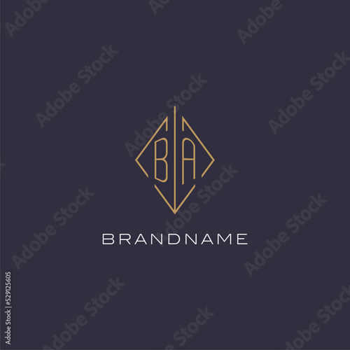 Initial letter BA logo monogram with diamond rhombus style design ideas