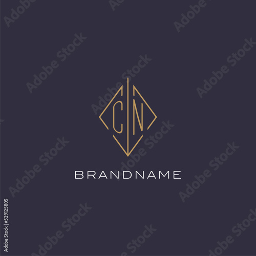 Initial letter CN logo monogram with diamond rhombus style design ideas