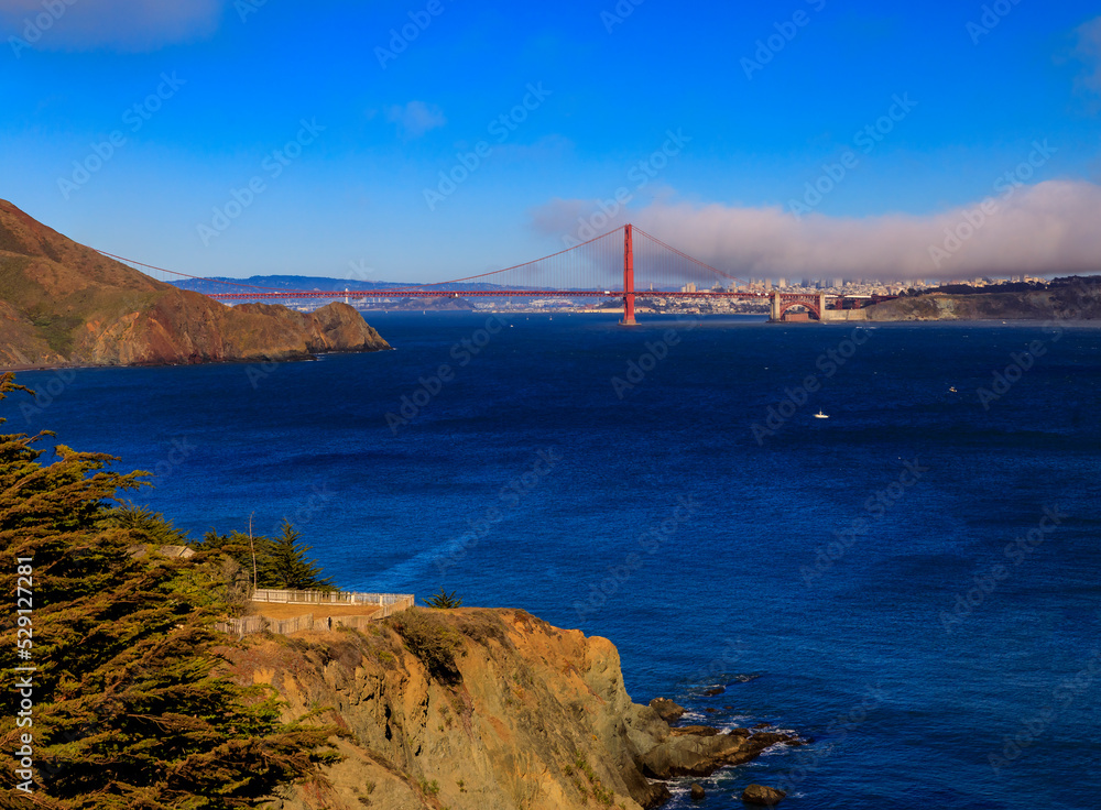Panorama of the Golden Gate bridge and San Francisco skyline Panorama of the Golden Gate bridge and San Francisco skyline