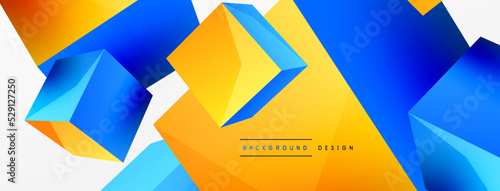 3d cubes vector abstract background. Composition of 3d square shaped basic geometric elements. Trendy techno business template for wallpaper, banner, background or landing