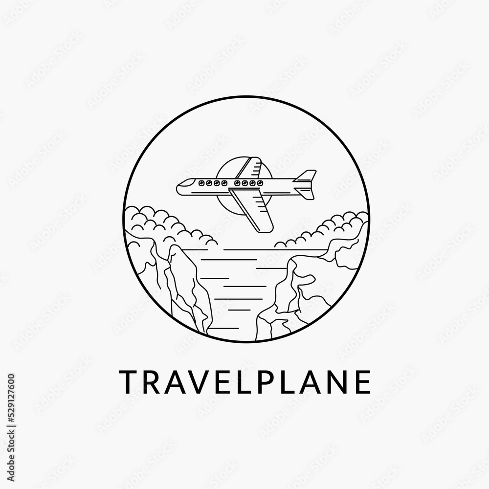Minimalist travel plane logo line art illustration template design Minimalist travel plane logo line art illustration template design