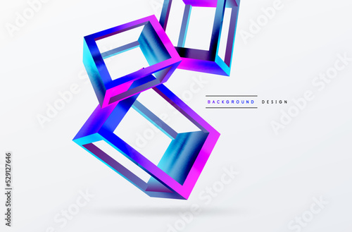 3D cube shapes vector geometric background. Trendy techno business template for wallpaper, banner, background or landing