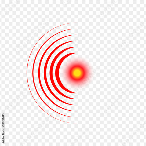 Red painful target mark. Circle of pain 