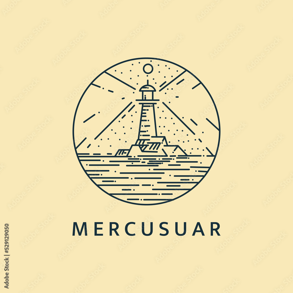 Minimalist lighthouse landscape logo line art illustration template design Minimalist lighthouse landscape logo line art illustration template design