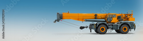3d illustration of mobile heavy lifting crane on natural background  © Vani