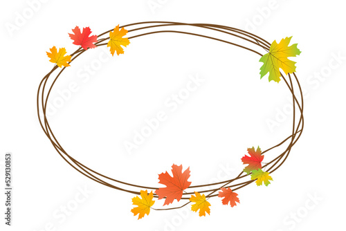 Autumn frame with leaves . Autumn floral background.Autumn  fall  thanksgiving day concept.Set with simple handrawn online frames.