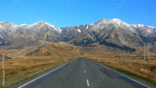 Road through the Southern Alps of New Zealand near Castle Hill