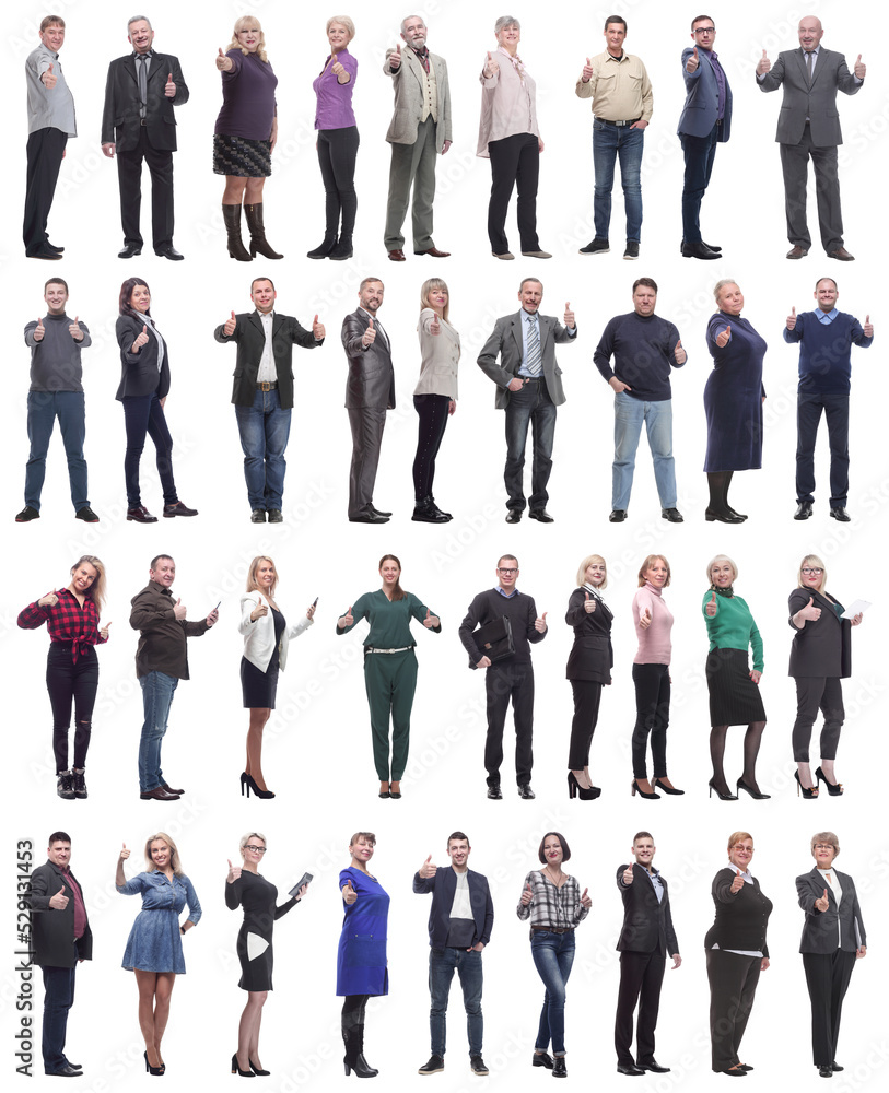 Obraz premium group of business people holding thumb up isolated