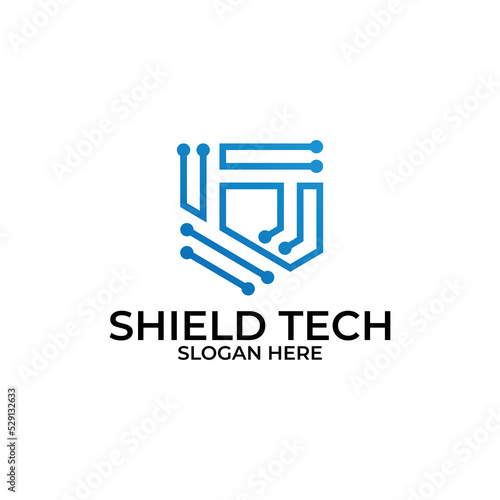 shield tech logo concept, protection logo template