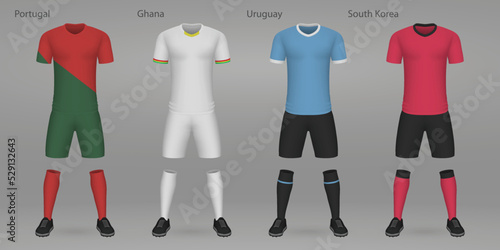 Set of football kits, shirt template