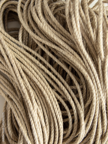 Fastening twine. Natural. Jute rope texture