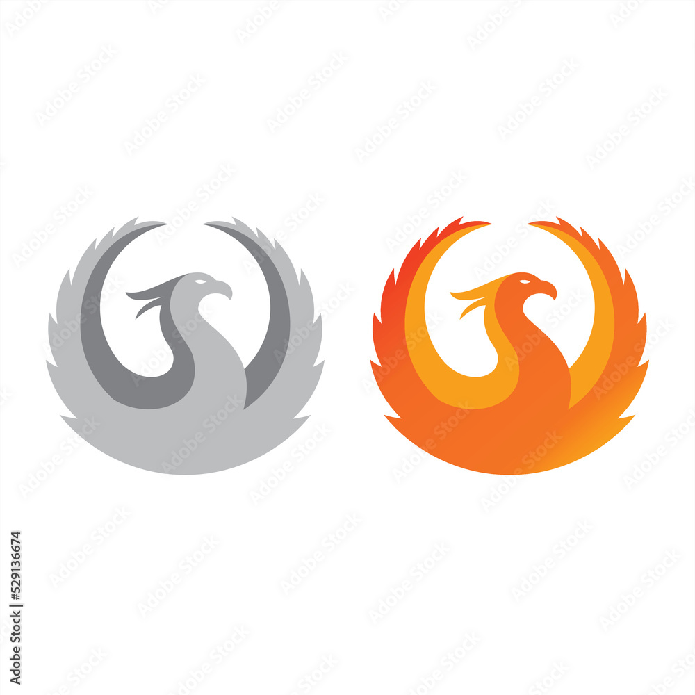 Phoenix, bird illustrations for icons or logos