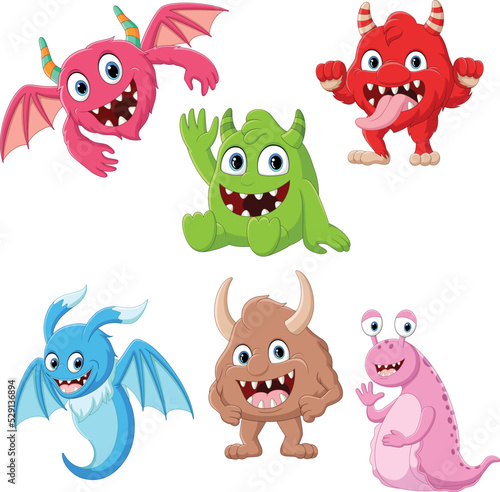 Set of cute monster cartoon