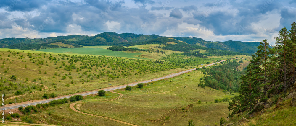 View of the Selenga River from Mount Omulevaya near the city of Ulan-Ude, Republic of Buryatia, Russia. View of the Selenga River from Mount Omulevaya near the city of Ulan-Ude, Republic of Buryatia, Russia.