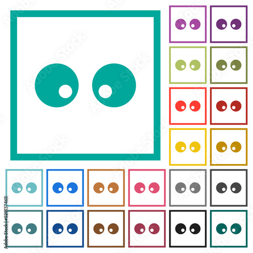 Watching eyes solid flat color icons with quadrant frames
