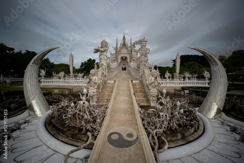 Wat RongKhun or White Temple is the most famous landmark in Chiang Rai, North of Thailand. photo