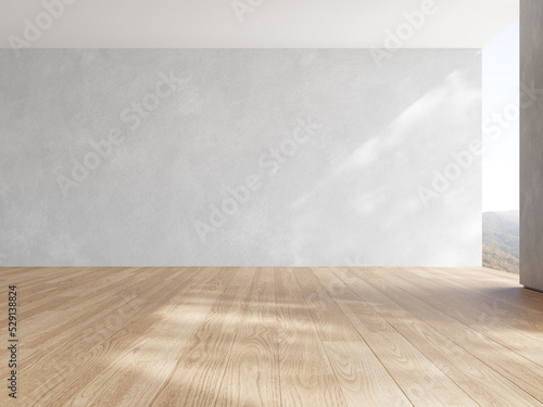Fototapeta Naklejka Na Ścianę i Meble -  3d rendering of empty room with wooden floor and concrete wall
.