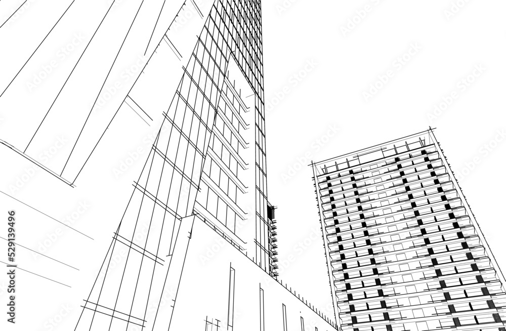 Modern architecture vector 3d illustration Modern architecture vector 3d illustration