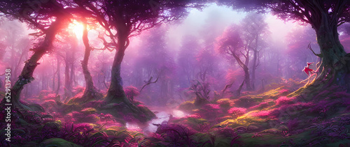 Artistic concept painting of a forest landscape, background illustration.