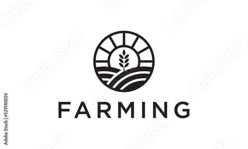 agriculture tree and circle logo combination, unique concept. farm symbol icon